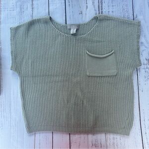 Sincerely Jules Sage Green Knit Boxy Pocket Top